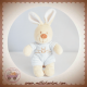 VETIR SOS DOUDOU PELUCHE LAPIN BEIGE HABIT BLEU