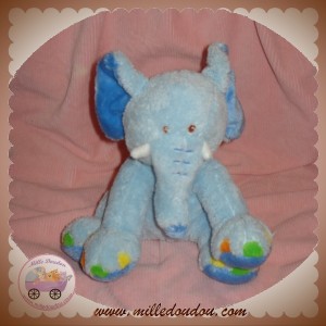 GIPSY SOS DOUDOU PELUCHE ELEPHANT BLEU 18 CM