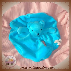 CADES SOS DOUDOU OURS PLAT OVAL BLEU TURQOISE