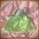 AJENA SOS DOUDOU SOURIS GRIS PLAT TISSU VERT 