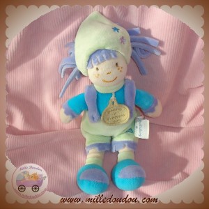 DOUDOU ET COMPAGNIE SOS PELUCHE POUPEE P'TITS BOUCHONS VERT MAUVE