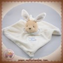 DOUDOU ET COMPAGNIE SOS LAPIN PLAT BLANC BRODERIE COLERETTE BLEU