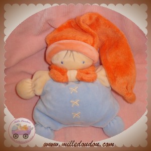 NOUNOURS SOS DOUDOU POUPEE HOCHET BLEU ORANGE SAUMON