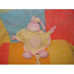 GIPSY DOUDOU PELUCHE LAPIN MUSICAL JAUNE ET ROSE