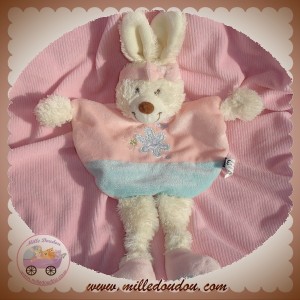 TEX SOS DOUDOU PELUCHE LAPIN BLANC CORPS PLAT JAMBES ROSE 