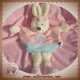 TEX SOS DOUDOU PELUCHE LAPIN BLANC CORPS PLAT ROSE 