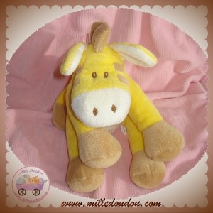 L DAKE DOUDOU PELUCHE ZEBRE CHEVAL BLANC JAUNE BEIGE