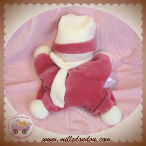 COROLLE SOS DOUDOU POUPEE LUTIN CORPS QUASI PLAT FRAMBOISE ECRU