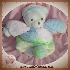 TAKINOU SOS DOUDOU OURS BLANC COULEUR PASTEL MAUVE ROSE VERT MUSICAL