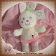 NICOTOY SOS DOUDOU LAPIN BLANC CORPS POIS COEUR ROSE VERT FLEUR