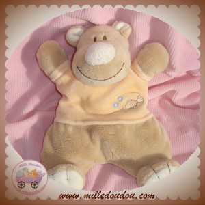 JOLLYBABY SOS DOUDOU HIPPOPOTAME BEIGE QUASI PLAT SAUMON