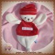 SUCRE D'ORGE SOS DOUDOU CHAT ECRU ROUGE NOEUD