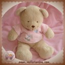 TEX DOUDOU OURS BEIGE HAUT ROSE FLEUR 26 CM SOS