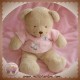 TEX SOS DOUDOU OURS BEIGE HAUT ROSE FLEUR 26 CM