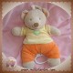 POMMETTE SOS DOUDOU PELUCHE OURS BEIGE PULL JAUNE COEUR VERT