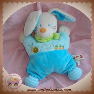 NICOTOY SOS DOUDOU LAPIN ECRU QUASI PLAT BLEU CAROTTE