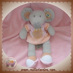 NICOTOY SOS DOUDOU SOURIS GRISE HOCHET HAUT ROSE FLEURS