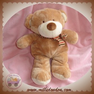 NICOTOY SOS DOUDOU PELUCHE OURS MARRON ECHARPE RAYE KAKI 