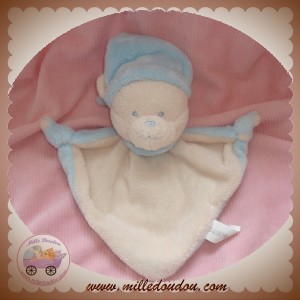 BABY NOVA SOS DOUDOU OURS PLAT ECRU BLEU HOCHET