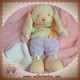 DOUDOU ET COMPAGNIE SOS LAPIN LOUPICHOU AVEC MOUCHOIR MAUVE VERT 