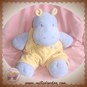 JOLLYBABY SOS DOUDOU HIPPOPOTAME MAUVE SALOPETTE SAUMON HOCHET 30 CM