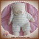 NICOTOY SOS DOUDOU OURS ECRU CORPS RAYE BLEU 33 CM