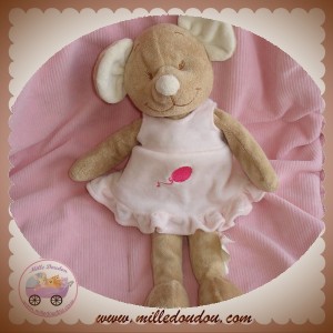 BENGY SOS DOUDOU SOURIS BEIGE ROBE ROSE