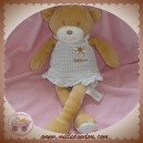 TAKINOU SOS DOUDOU OURS BEIGE ROBE BLANCHE FLEUR