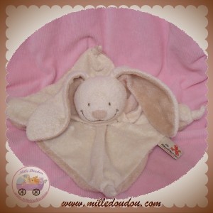 NICOTOY DOUDOU LAPIN ECRU PLAT BEIGE GRAND SOURIRE SOS