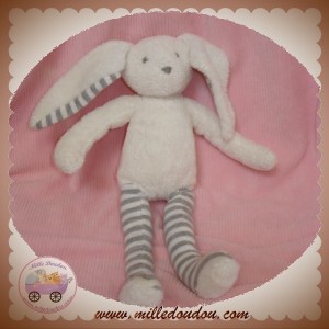 SERGENT MAJOR SOS DOUDOU LAPIN BLANC JAMBES RAYEES GRIS