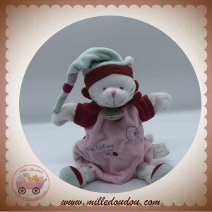 DOUDOU ET COMPAGNIE CHAT CATCHOU MARIONNETTE ROSE BLEU SOS