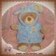 NICOTOY DOUDOU OURS BEIGE DEGUISE EN LAPIN BLEU 18 CM BILLES SOS