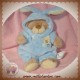 KIABI SOS DOUDOU OURS BEIGE DEGUISE EN LAPIN BLEU 18 CM