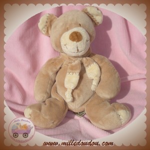 NICOTOY SOS DOUDOU OURS BEIGE ECHARPE ECRU 28 CM