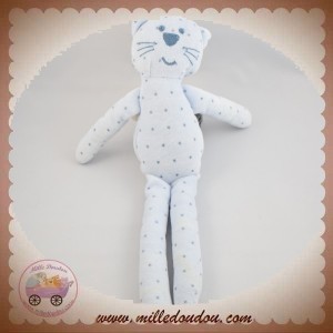 BOUT'CHOU MONOPRIX SOS DOUDOU CHAT BLEU CLAIR VELOURS ETOILES