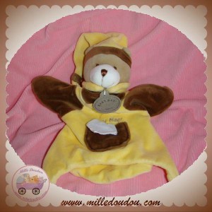 BABYNAT BABY NAT DOUDOU OURS MARIONNETTE MARRON JAUNE SOS