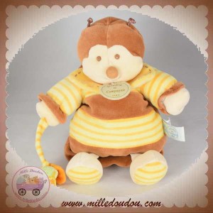 DOUDOU ET COMPAGNIE BOURDON ABEILLE PONPON MARIONNETTE MARRON JAUNE SOS