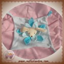 LA HALLE SOS DOUDOU LAPIN PLAT BLEU COLERETTE FLEUR