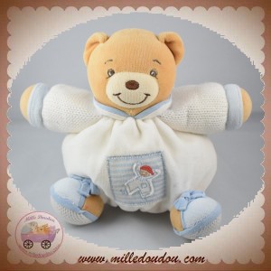 KALOO DOUDOU OURS BEIGE BOULE BLANC PATAPOUF MARIN BLUE SOS