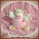 TOODO SOS DOUDOU OURS ECRU BOULE ROSE COEUR