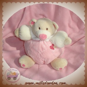 TOODO SOS DOUDOU OURS ECRU BOULE ROSE COEUR