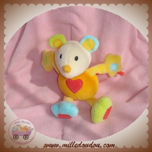 BABYSUN DOUDOU SOURIS ORANGE JAUNE COEUR ROUGE BABY SUN