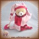 DOUDOU ET COMPAGNIE SOS OURS VELOURS MARIONNETTE ROSE ROUGE FRAISE