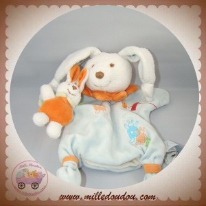 DOUDOU ET COMPAGNIE LAPIN ELIOT MARIONNETTE BLEU AVEC BEBE SOS