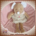 NOUKIE'S DOUDOU SOURIS LEA BEIGE ROBE AVEC FRAISE 33 cm