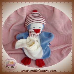 SUCRE D'ORGE SOS DOUDOU PINGOUIN BLEU BLANC MOUCHOIR ECRU