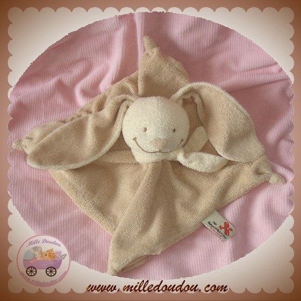 Doudou plat Lapin Beige écru écharpe NICOTOY