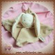 NICOTOY DOUDOU LAPIN ECRU PLAT BEIGE NOEUD GRAND SOURIRE SOS