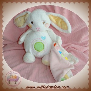 AUCHAN DOUDOU LAPIN BLANC MOUCHOIR ROSE ROND VERT 5796719AP