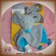 HAPPY HORSE DOUDOU SOURIS PLATE GRISE BLEU NATURE ET DECOUVERTES SOS